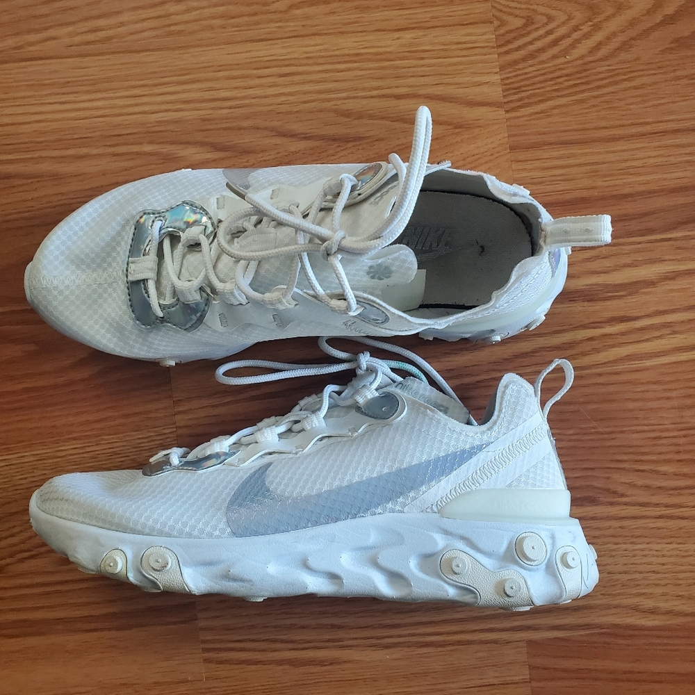 White and silver Nikes size 7 React